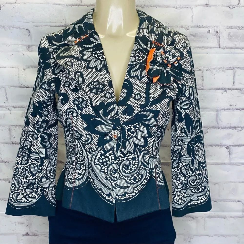 Yoana Baraschi Blazer with orange flower lapel size 4